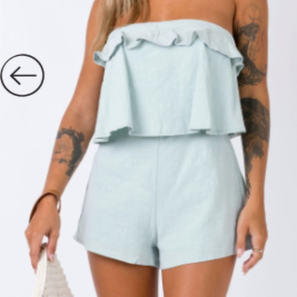 PrincessPolly Mint Strapless Romper